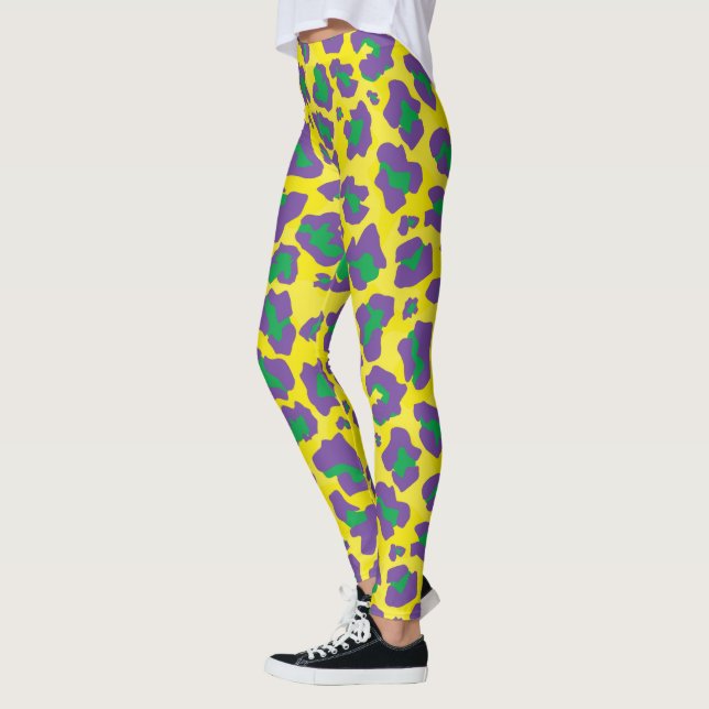Leggings Empreinte de léopard pourpre, jaune et vert (Gauche)