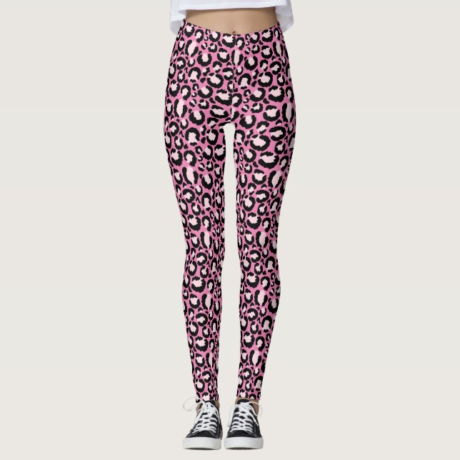 Leggings Empreinte de léopard rose (Devant)