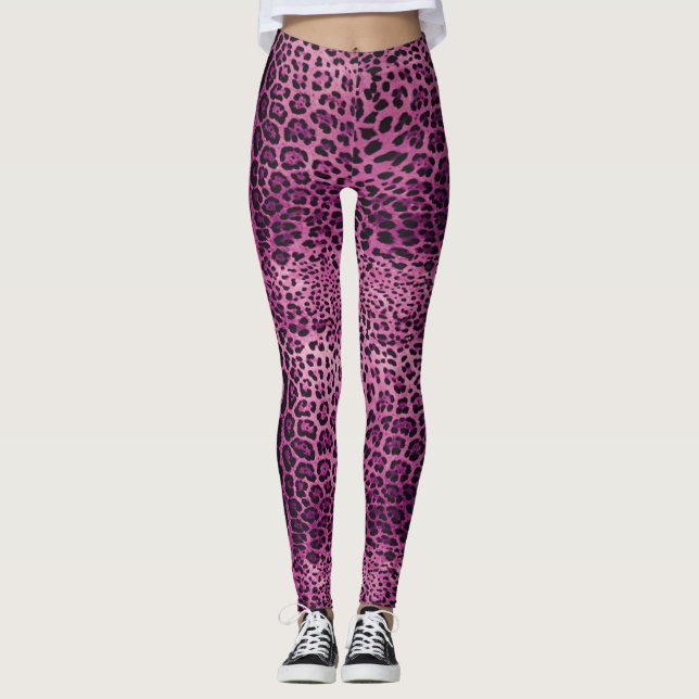 Leggings Empreinte de léopard rose (Devant)