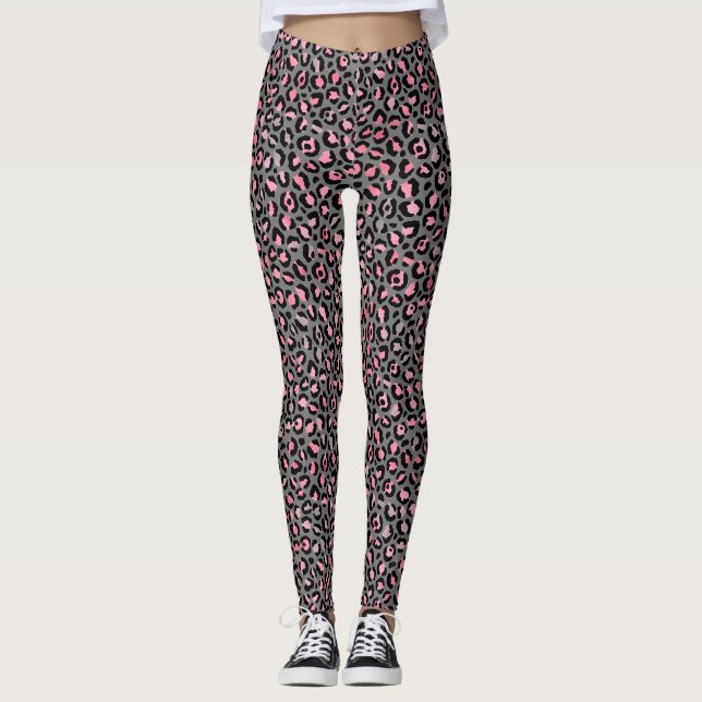 Leggings Empreinte de léopard rose chic (Devant)