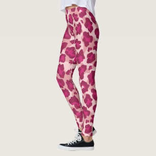 Leggings Empreinte de léopard rose et rouge