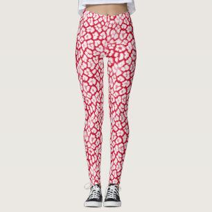 Leggings Empreinte de léopard rouge et blanc