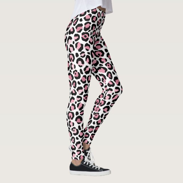 Leggings Empreinte de léopard tendance en rose et noir (Droite)