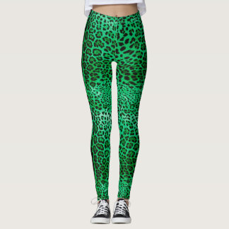 Leggings Empreinte de léopard vert