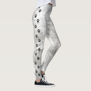 Leggings Empreinte de patte de la bande latérale en noir et