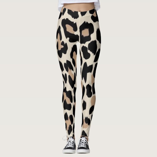 Leggings Empreinte léopard brun et noir (Devant)