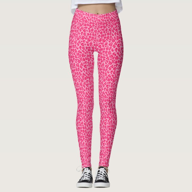 Leggings Empreintes de léopard de Cheetah rose (Devant)