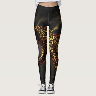 Leggings Empreintes de léopard en or noir et panta