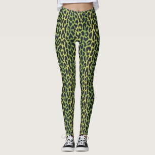 Leggings Empreintes de léopard en vert Jungle