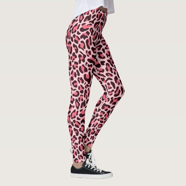 Leggings Empreintes de léopard roses chaudes et no (Droite)