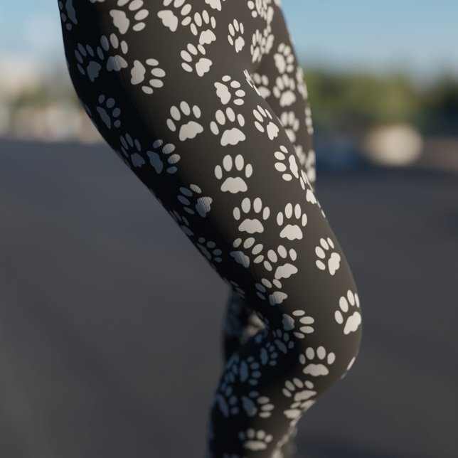 Leggings Empreintes de pattes de chats noirs et gr (For the cat lady to wear)