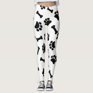 Leggings Empreintes de pattes noirs et blancs mignons