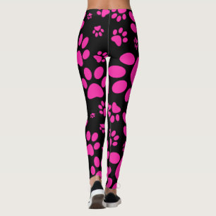 Leggings Empreintes de pattes roses et noirs