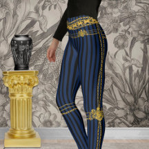 Empress Gold Chain Lion Emblem Black Blue Stripe
