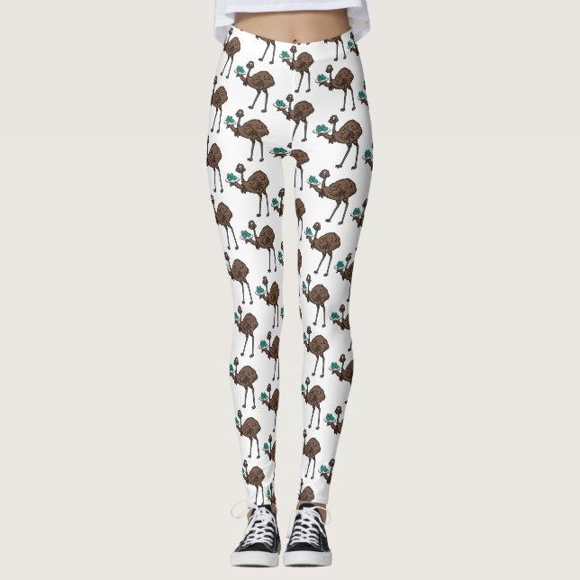 Leggings Emu avec dessin animé d'oeufs (Devant)