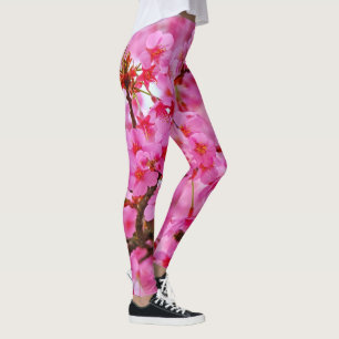 Leggings en fleurs de cerises roses