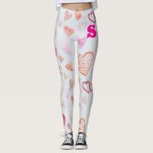 leggings en forme de coeur rose