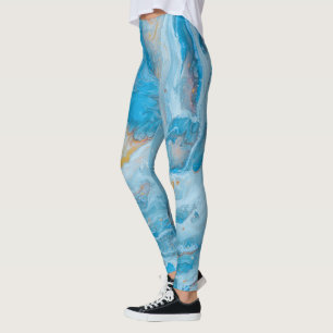 Leggings en marbre bleu or