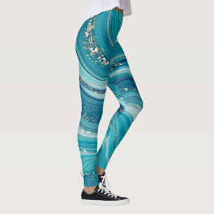 Leggings en marbre bleu vert