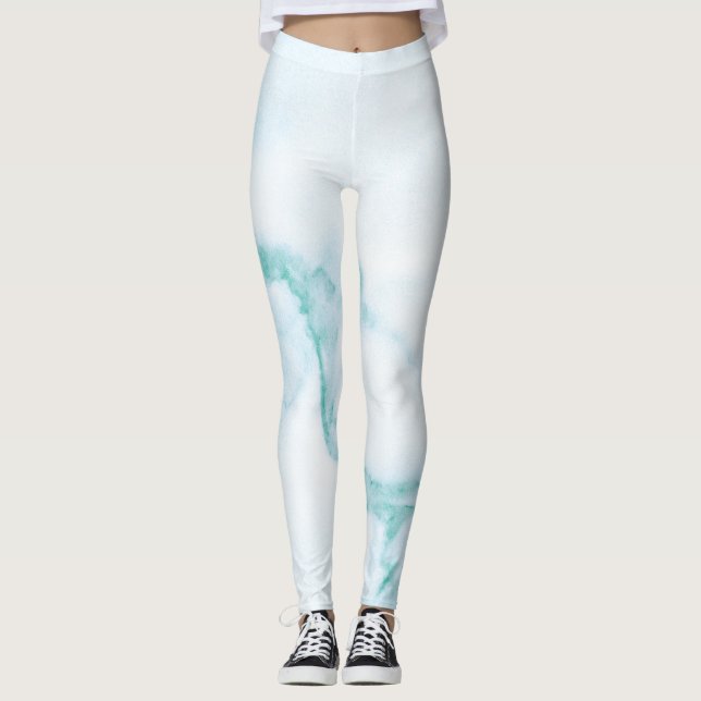 Leggings en marbre turquoise (Devant)