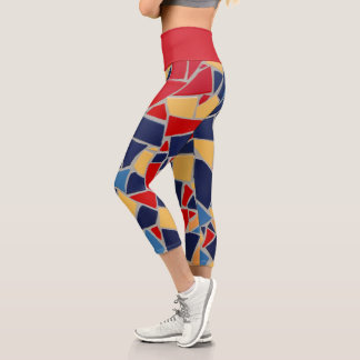 Leggings en Mosaïque Bleue et Rouge de la Marine