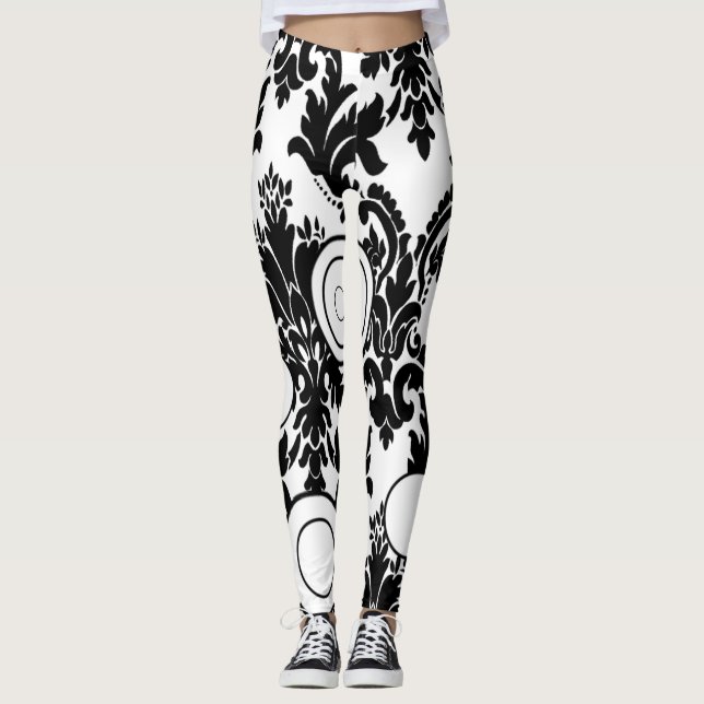 leggings en noir blanc long imprimé adolescent (Devant)