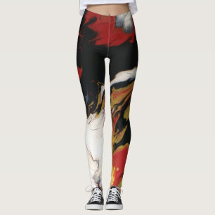 Leggings en noir et or rouge