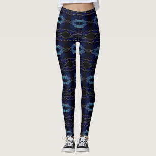 Leggings en or bleu marine