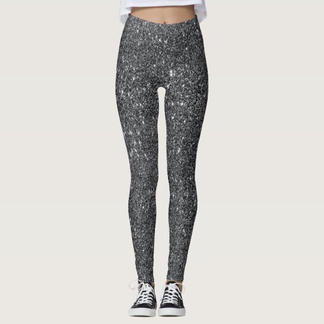 Leggings en Parties scintillant noire argentée (Devant)