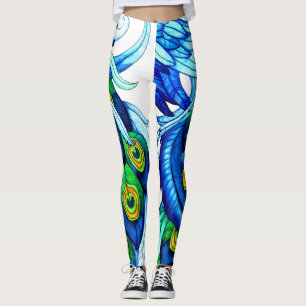 Leggings en plumes de paon