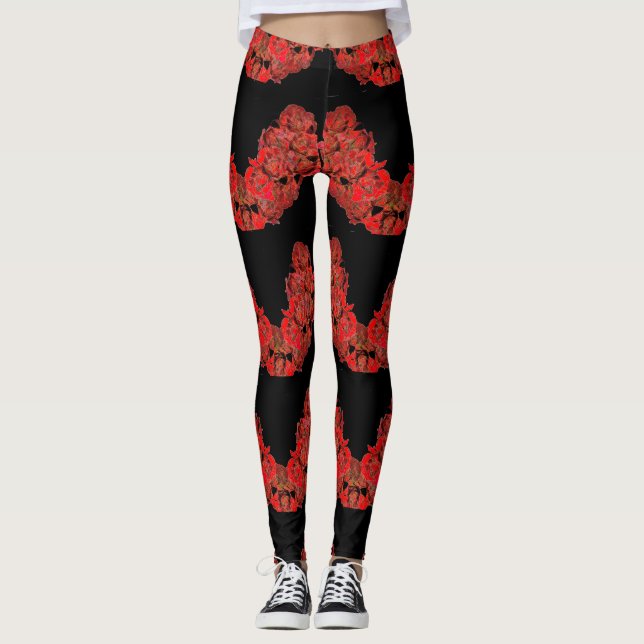 Leggings en rouge et BLack Rose unique (Devant)