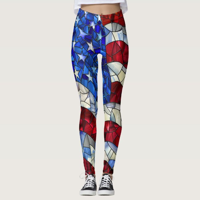 Leggings en verre à drapeau américain (Devant)