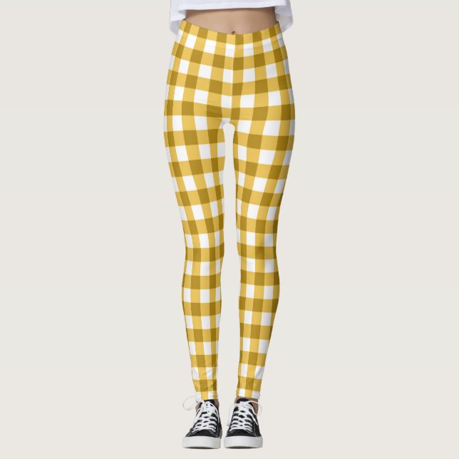 Leggings En vichy Jaune Et Blanc Vérifiés (Devant)