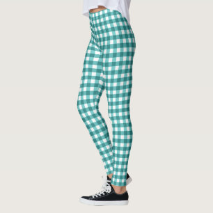 Leggings en vichy turquoise