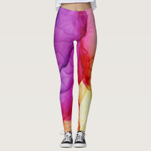 Leggings Encre Cloud Swirl Abstraite tendance Rouge Jaune V