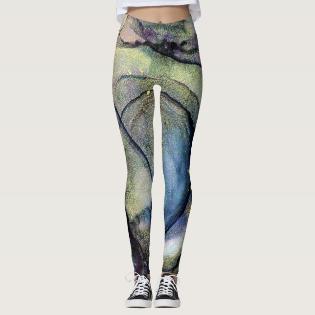 Leggings Encre d'alcool Abstraite chatoyante multicolore (Devant)