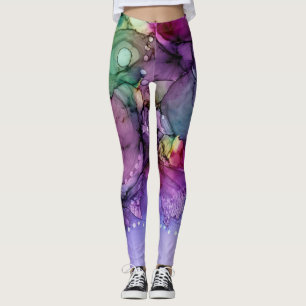 Leggings Encre d'alcool multicolore encre Liquide Art Abstr
