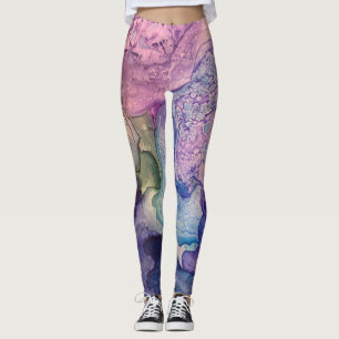 Leggings Encre d'alcool multicolore Liquide Art Abstrait