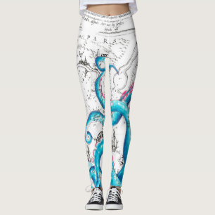 Leggings Encre de Tentacles Bleus Rose Bleu