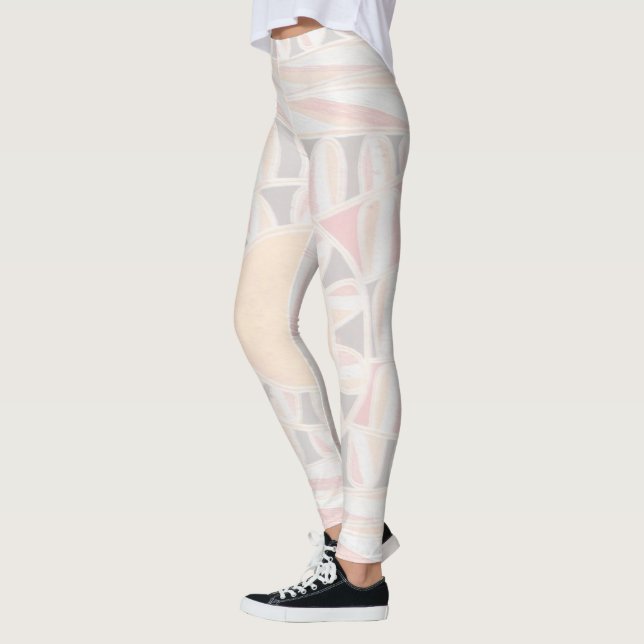 Leggings ÉNERGIE SOLAIRE SOLAIRE Abstraite Géométrique Blan (Gauche)