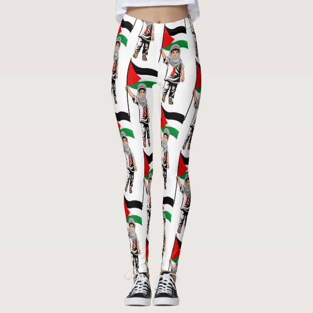 Leggings Enfant avec le drapeau de Keffiyeh Palestine (Devant)