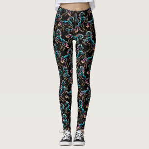 Leggings Enseigne au néon Cheval Style Rétro Glitch
