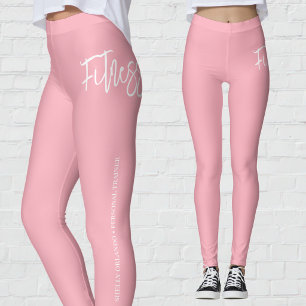 Leggings Entraîneur Personnel   Personnalisé Rose & Blanc