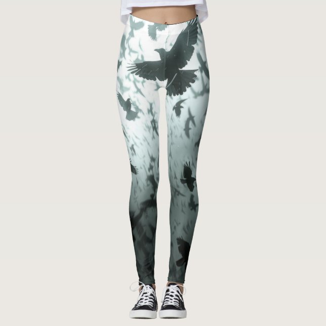 Leggings Enveloppez-vous dans les ailes. Corbeau (Devant)