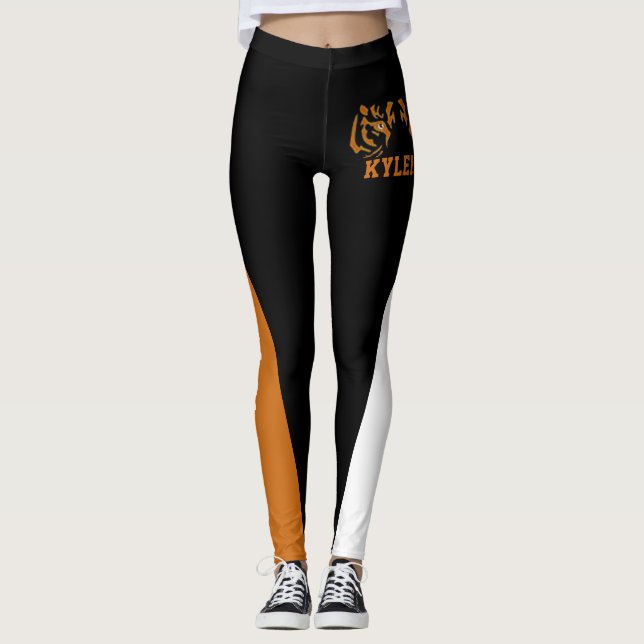 Leggings Équipe et ventilateur Mascotte orange/noir/blanc (Devant)