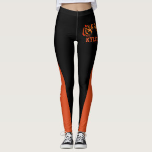 Leggings Équipe et ventilateur Orange & Mascotte noire