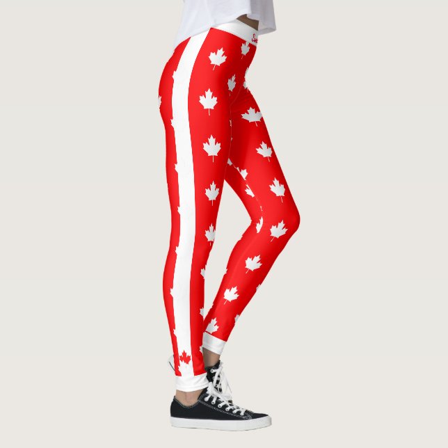 Leggings Érable canadien en rouge et blanc (Droite)