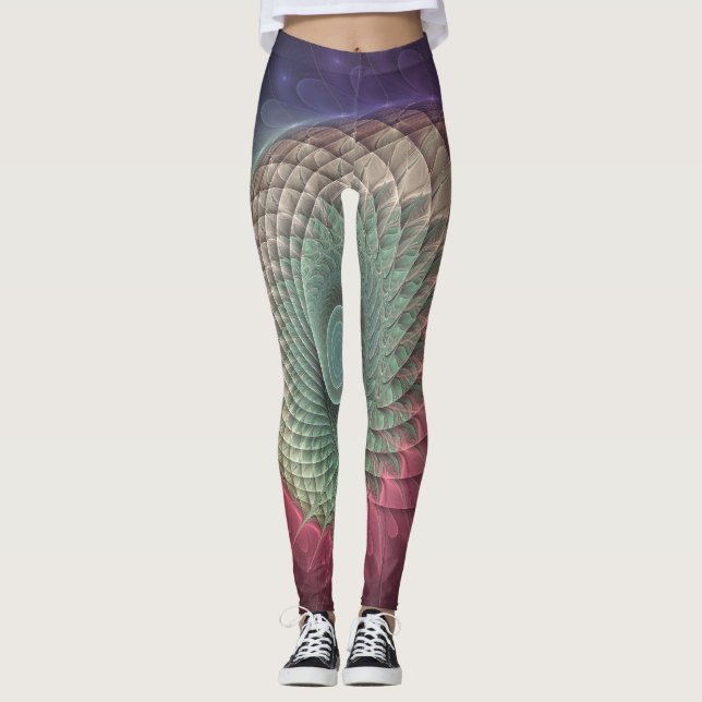 Leggings Escargot Abstrait coloré Art moderne fractal (Devant)