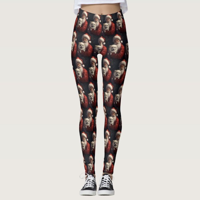 Leggings Esquimau américain avec Noël Festif du Père Noël (Devant)
