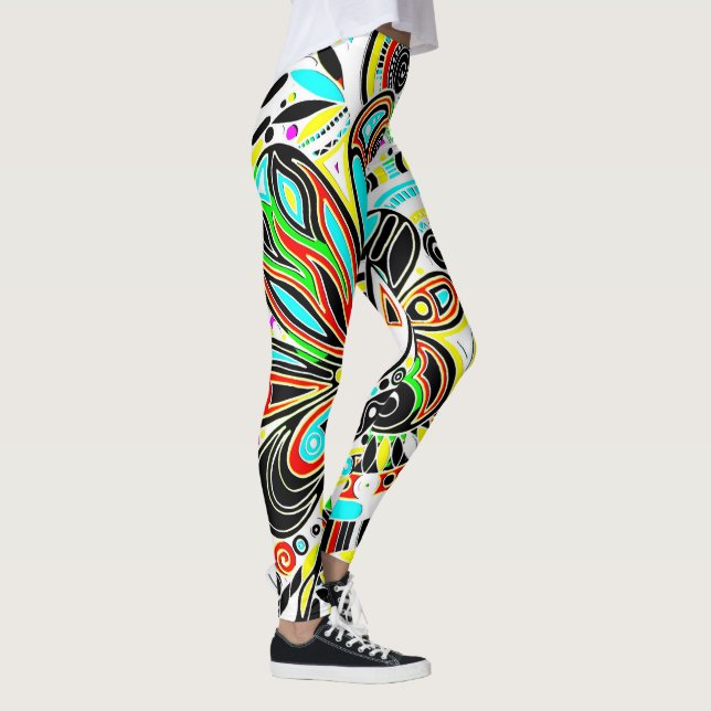 Leggings Esquisse Imaginaire Art - Fleurs Abstraites 3 (Droite)